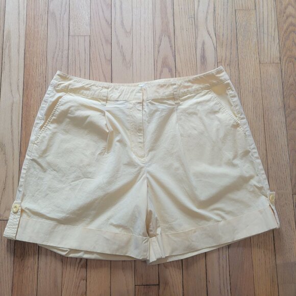 Talbots Womens Yellow Cotton Blend Button-Detail Bermuda Shorts Size 16 - Picture 1 of 4